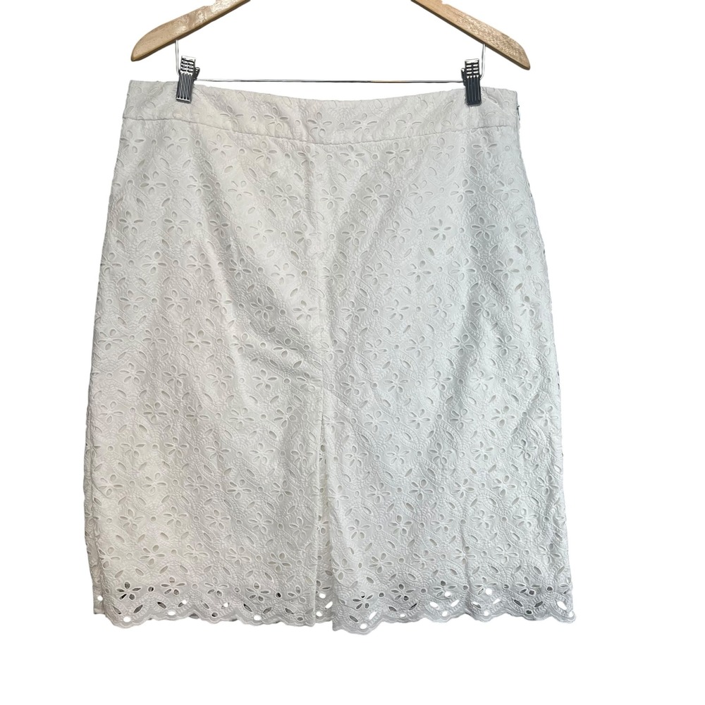 Talbots White Eyelet Pencil Skirt